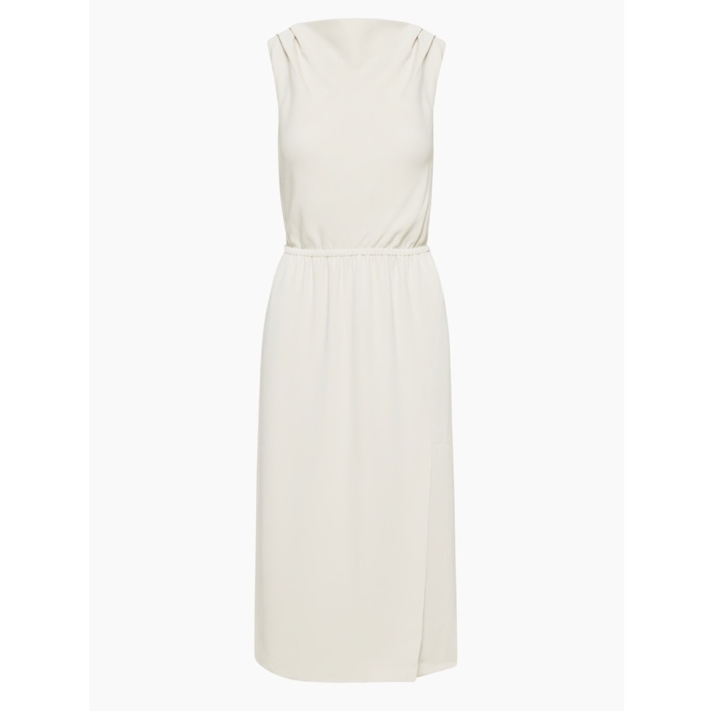Aritzia Babaton Announcement Dress Matte Pearl Crepe Sleeveless Midi Size 2